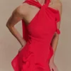Caprice Halter Knit Maxi Dress – Red