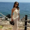 Caprice Halter Knit Maxi Dress – White