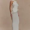 Caprice Halter Knit Maxi Dress – White