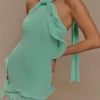 Caprice Halter Knit Mini Dress – Lagoon