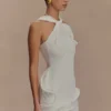 Caprice Halter Knit Mini Dress – White