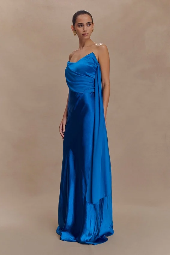 Carah Satin And Chiffon Maxi Dress – Cobalt Carah Satin And Chiffon Maxi Dress – Cobalt