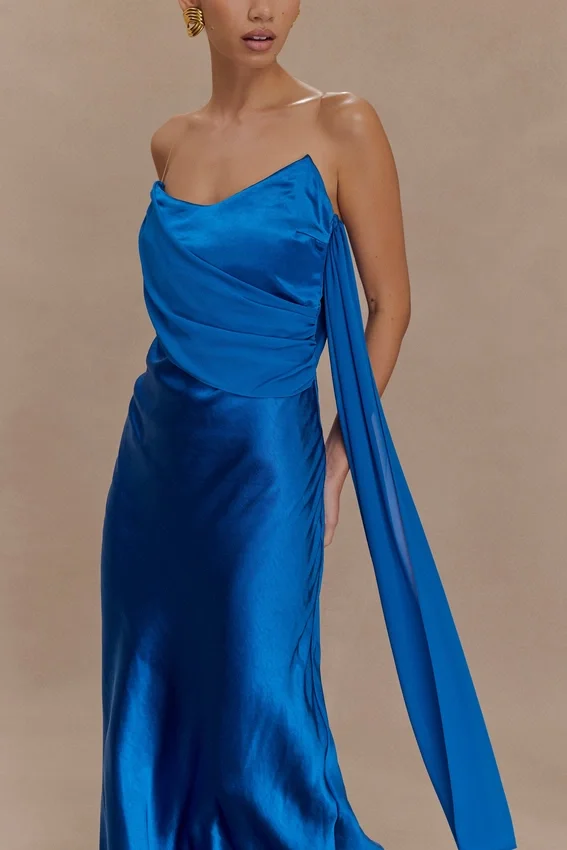 Carah Satin And Chiffon Maxi Dress – Cobalt Carah Satin And Chiffon Maxi Dress – Cobalt