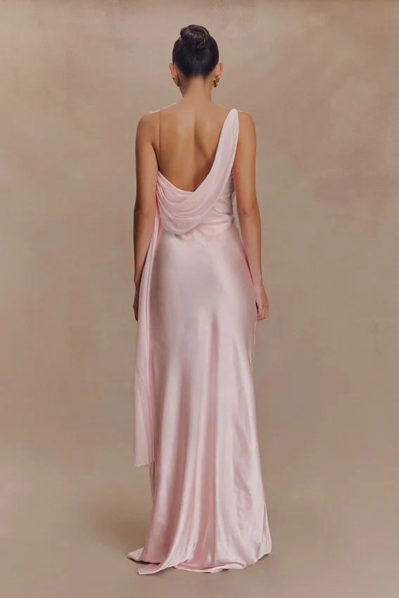 Carah Satin And Chiffon Maxi Dress – Pale Pink Carah Satin And Chiffon Maxi Dress – Pale Pink