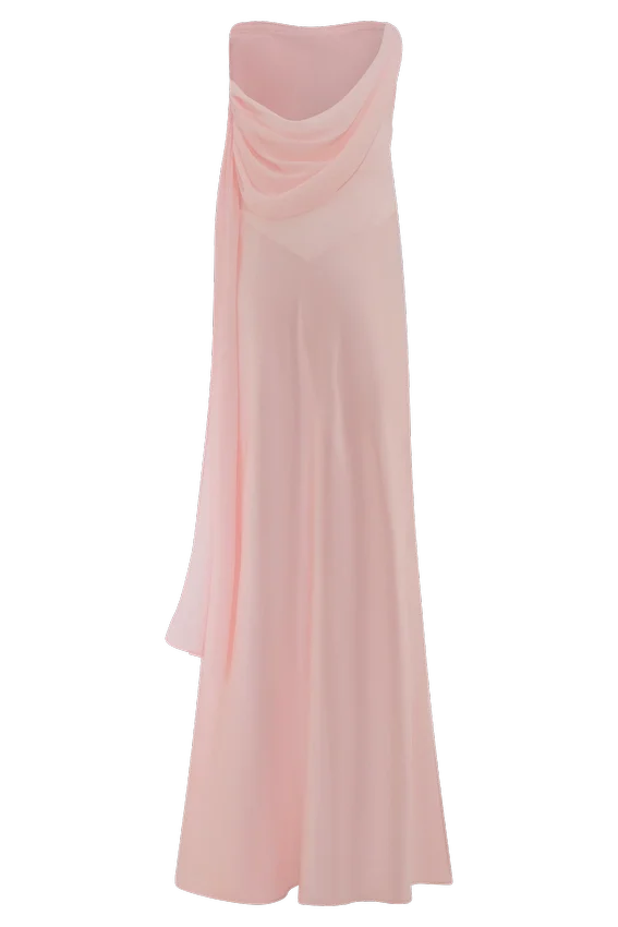 Carah Satin And Chiffon Maxi Dress – Pale Pink Carah Satin And Chiffon Maxi Dress – Pale Pink