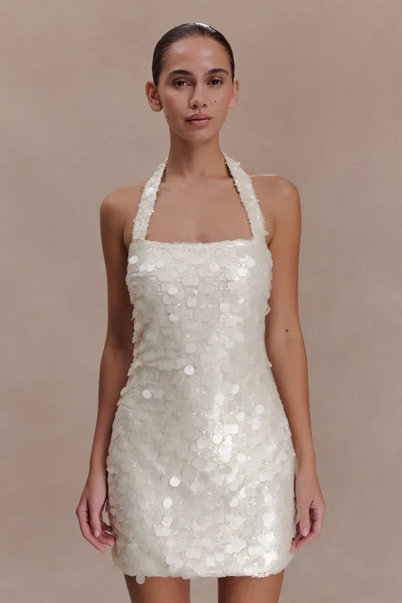 Caralee Sequin Halter Mini Dress – Ivory Caralee Sequin Halter Mini Dress – Ivory