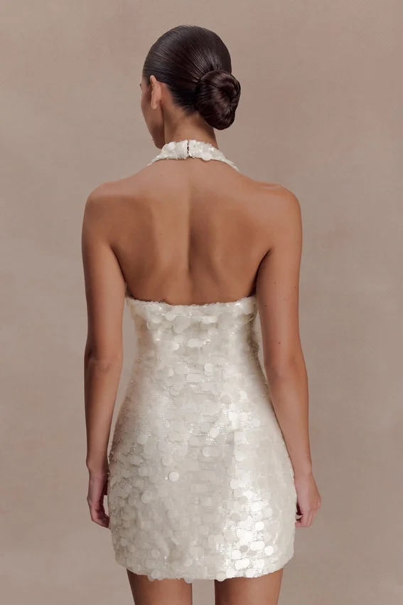 Caralee Sequin Halter Mini Dress – Ivory Caralee Sequin Halter Mini Dress – Ivory