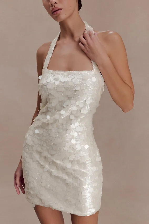 Caralee Sequin Halter Mini Dress – Ivory Caralee Sequin Halter Mini Dress – Ivory