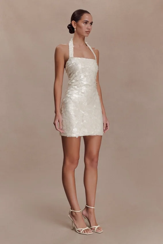 Caralee Sequin Halter Mini Dress – Ivory Caralee Sequin Halter Mini Dress – Ivory