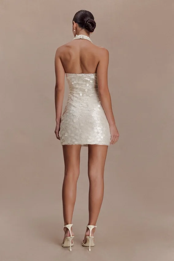 Caralee Sequin Halter Mini Dress – Ivory Caralee Sequin Halter Mini Dress – Ivory