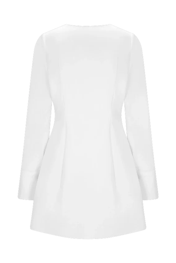 Carina Peplum Cotton Shirt Dress – White Carina Peplum Cotton Shirt Dress – White