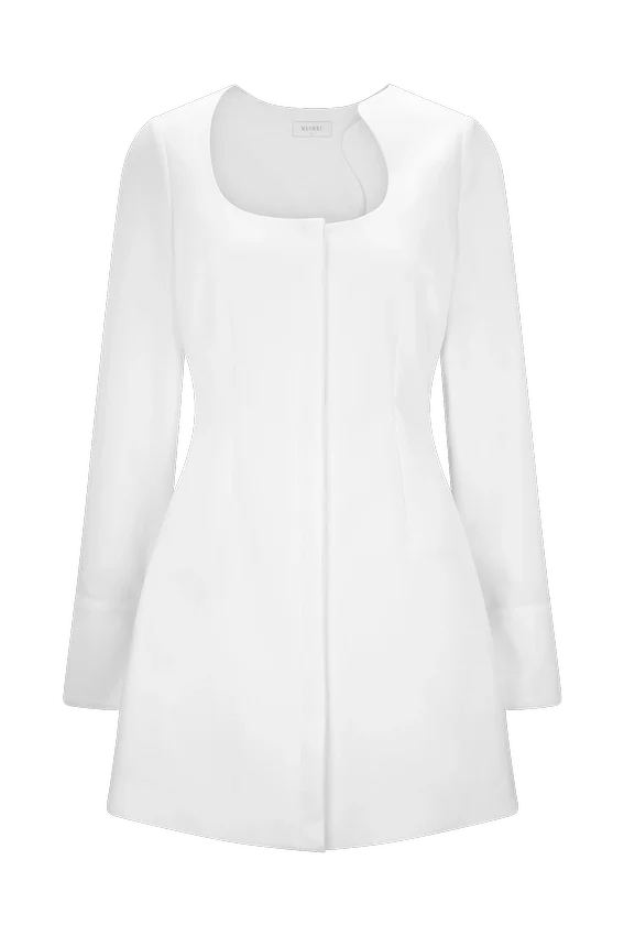 Carina Peplum Cotton Shirt Dress – White Carina Peplum Cotton Shirt Dress – White