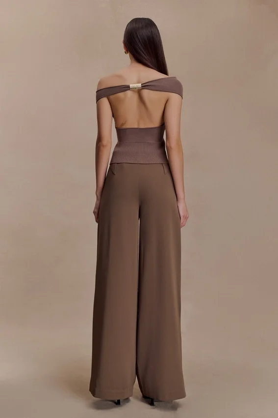 Carley Off Shoulder Knit Top – Cacao Brown Carley Off Shoulder Knit Top – Cacao Brown