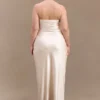 Cedar Strapless Satin Maxi Dress – Blush Gold
