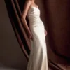 Cedar Strapless Satin Maxi Dress – Blush Gold