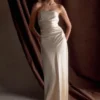 Cedar Strapless Satin Maxi Dress – Blush Gold
