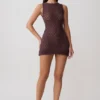 Cherly Knit Crochet Mini Dress – Chocolate