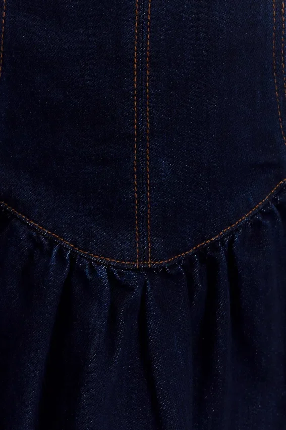 Cheyenne Scallop Denim Mini Dress – Indigo Blue Cheyenne Scallop Denim Mini Dress – Indigo Blue