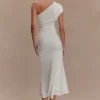 Chloe Peached Jersey One Shoulder Midi Dress – Ivory