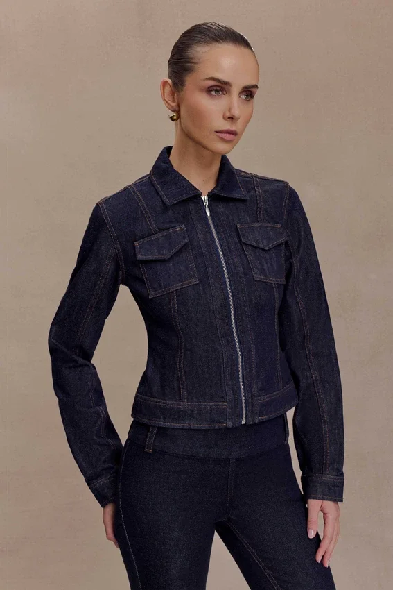 Cierra Cinched Jacket Top – Washed Indigo Blue Cierra Cinched Jacket Top – Washed Indigo Blue