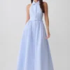 Cindy Collared Midi Dress – Blue Pinstripe
