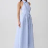 Cindy Collared Midi Dress – Blue Pinstripe