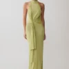 Cindylou Halter Knit Maxi Dress – Light Olive