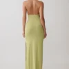 Cindylou Halter Knit Maxi Dress – Light Olive