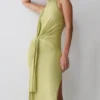 Cindylou Halter Knit Maxi Dress – Light Olive
