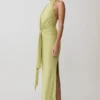 Cindylou Halter Knit Maxi Dress – Light Olive