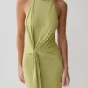 Cindylou Halter Knit Maxi Dress – Light Olive