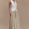 Clarence Linen A-Line Maxi Skirt – Natural