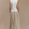 Clarence Linen A-Line Maxi Skirt – Natural