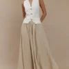 Clarence Linen A-Line Maxi Skirt – Natural