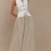 Clarence Linen A-Line Maxi Skirt – Natural
