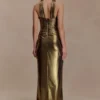 Clemence Plisse Maxi Dress – Gold
