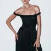 Coco Dropped Waist Maxi Dress – Black