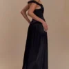 Coco Dropped Waist Maxi Dress – Black