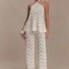 Corey Crochet Halter Neck Top – Ivory