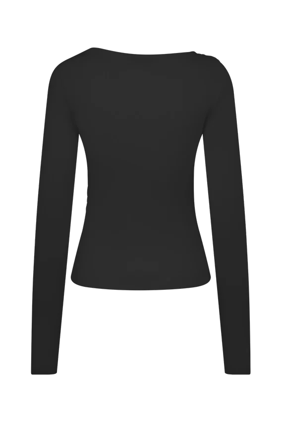 Culver Draped Twist Knit Top – Black Culver Draped Twist Knit Top – Black