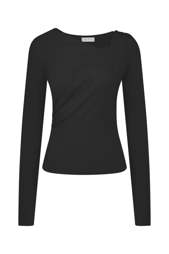 Culver Draped Twist Knit Top – Black Culver Draped Twist Knit Top – Black