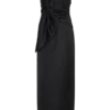 Cyrill Strapless Satin Structured Maxi Dress – Black