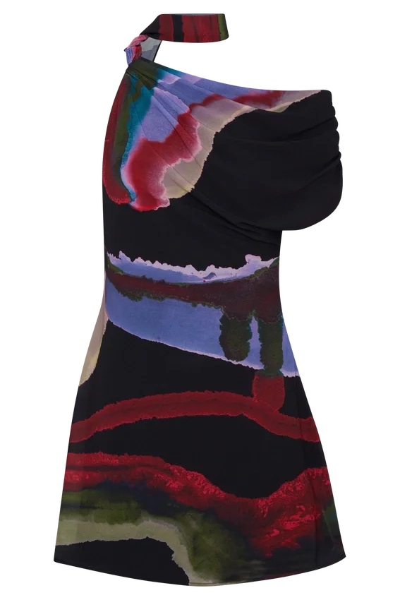 Daisie Chiffon Mini Dress – Multi Fluid Reverie Print Daisie Chiffon Mini Dress – Multi Fluid Reverie Print