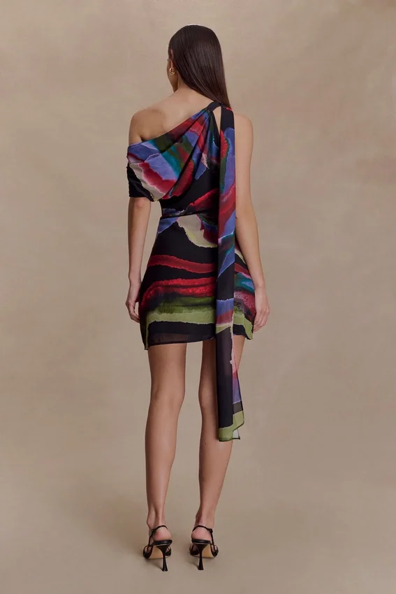 Daisie Chiffon Mini Dress – Multi Fluid Reverie Print Daisie Chiffon Mini Dress – Multi Fluid Reverie Print