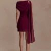 Daisie Chiffon Mini Dress – Wine