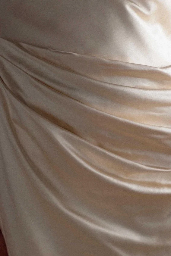 Dalia Off Shoulder Satin Maxi Dress – Blush Gold Dalia Off Shoulder Satin Maxi Dress – Blush Gold