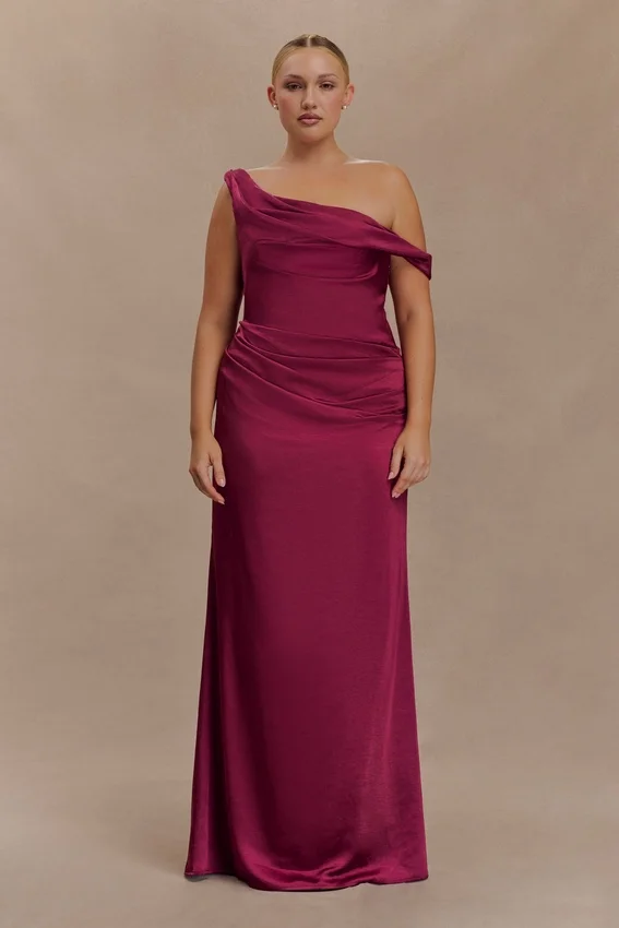 Dalia Off Shoulder Satin Maxi Dress – Mahogany Dalia Off Shoulder Satin Maxi Dress – Mahogany