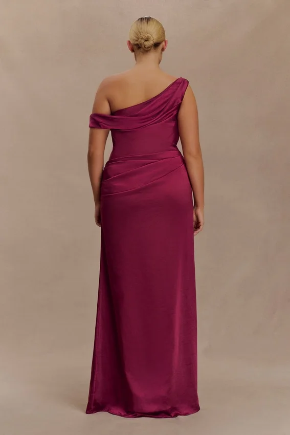 Dalia Off Shoulder Satin Maxi Dress – Mahogany Dalia Off Shoulder Satin Maxi Dress – Mahogany