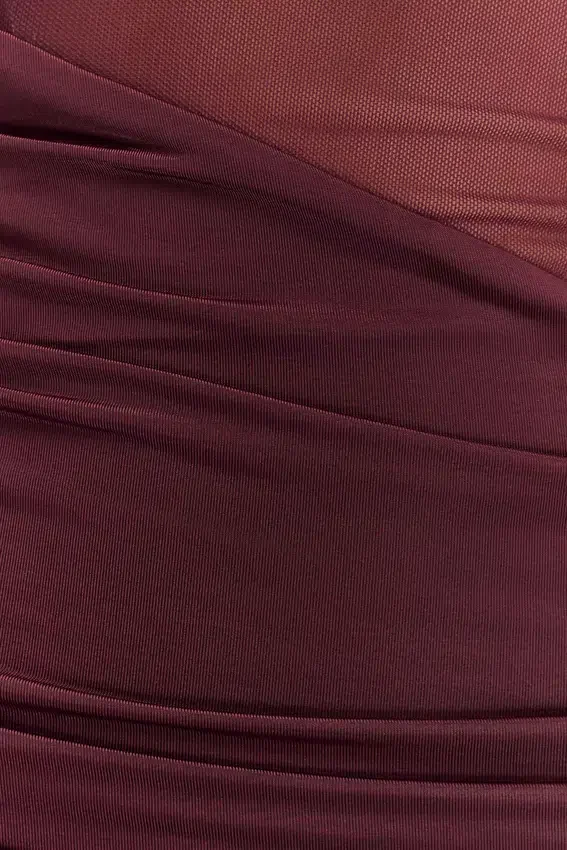 Dallas One Shoulder Mesh Mini Dress – Mahogany Dallas One Shoulder Mesh Mini Dress – Mahogany
