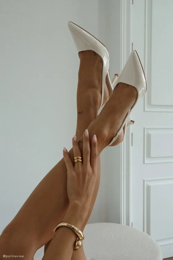 Dasha Patent Sling Back Heels – Ivory Dasha Patent Sling Back Heels – Ivory